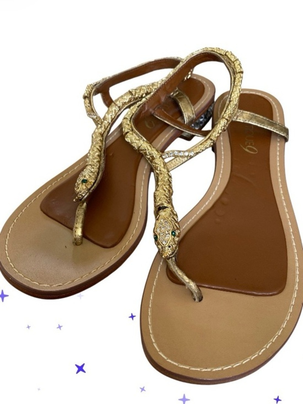 Boutique 9 metallic gold snake thong sandal size 6.5 never worn
